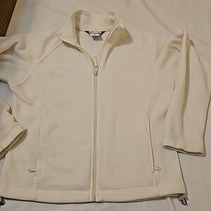 Cream Fleece Columbia Zip Up Jacket medium